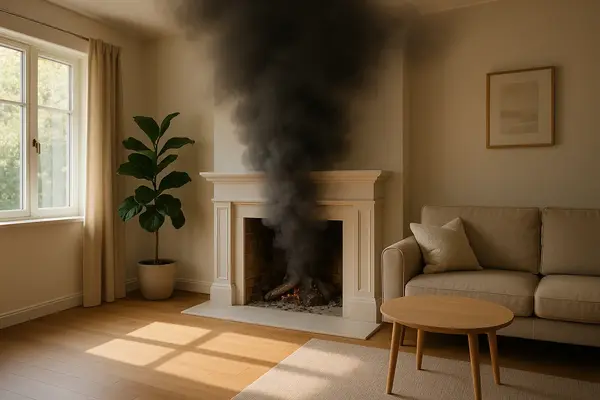 A smouldering fireplace