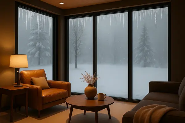 Frozen living room windows